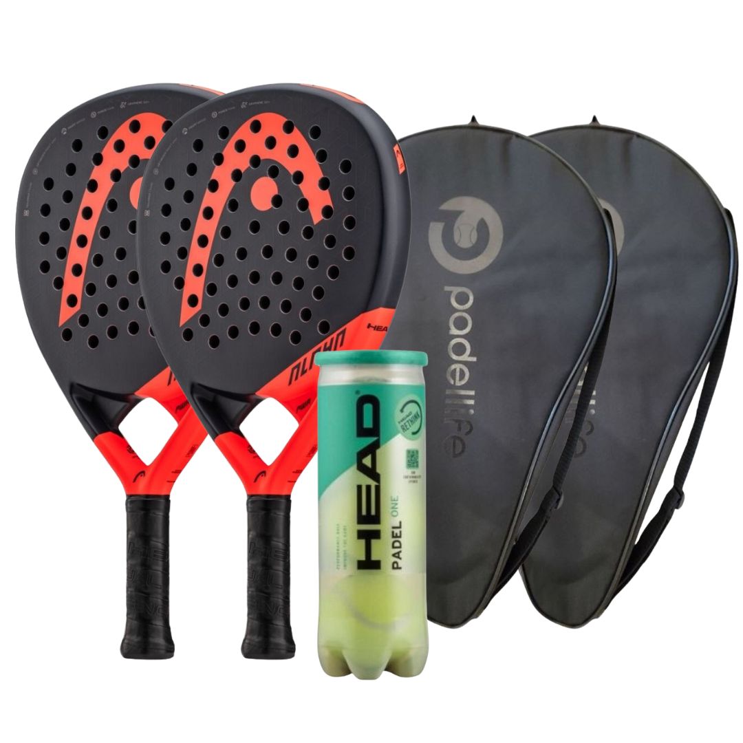 Alpha Power Pakken (2 stk Head Graphene 360+ Alpha Power 2025 + 2 stk Padellife Padel Thermo Covers + 1 rør Head Padel One padelbolde)