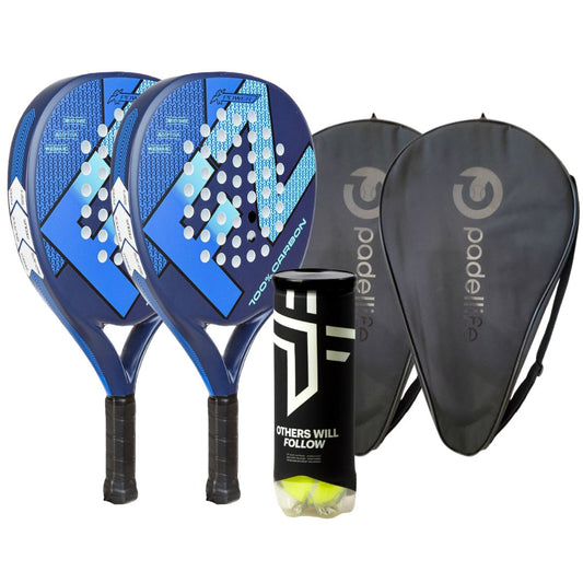 Begynderpakken (2 stk FZ Forza Rave Padelbat + 2 stk Padellife Padelcovers + 1 rør Oxdog Padelbolde)