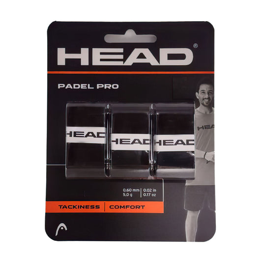 Head Padel Pro Overgrip (3-Pak, Sort) - Padellife.dk
