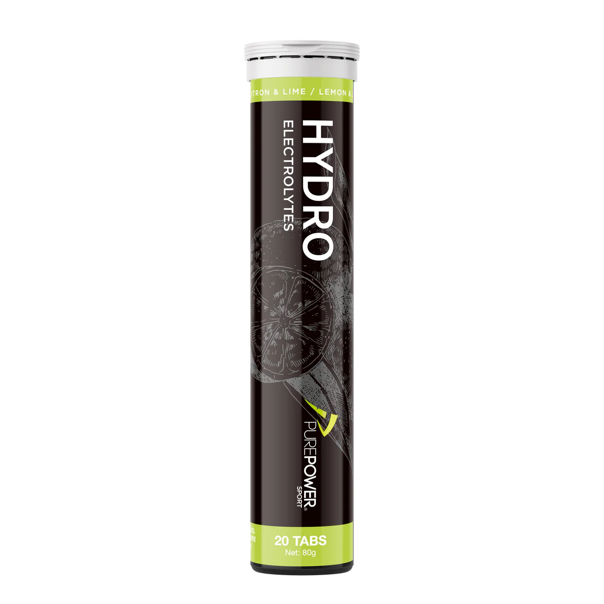 PurePower Hydrotabs Elektrolytter Lemon/Limesmag (1 rør med 20 tabletter)