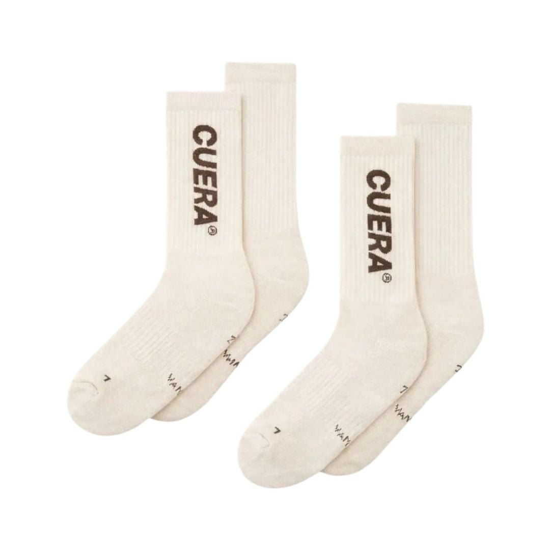Cuera Padel Strømper (2-pak, Off-White/Dark Brown)