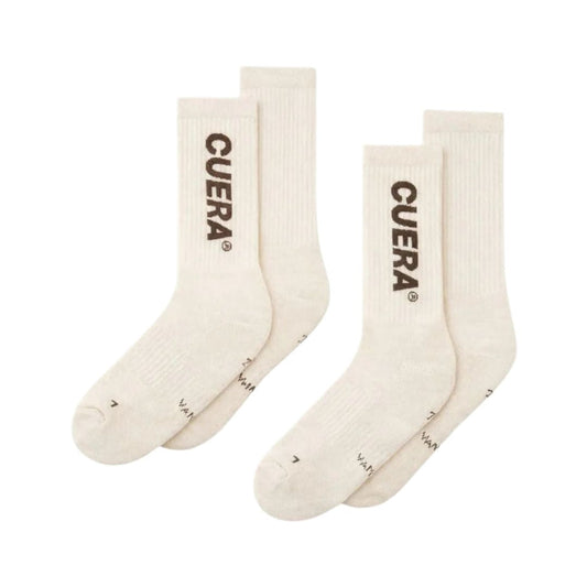Cuera Padel Strømper (2-pak, Off-White/Dark Brown)