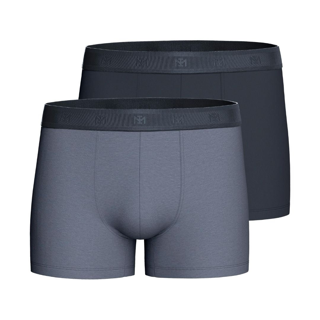Impetus Plain Boxershorts (2-pak, Grey+Navy Blue)