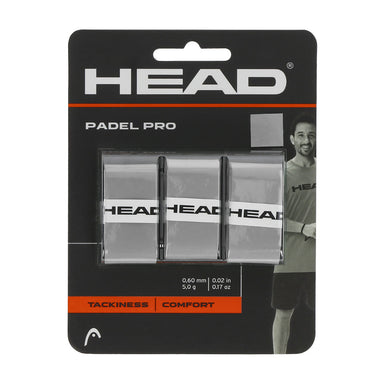 Head Padel Pro Overgrip (3-Pak, Grå) - Padellife.dk