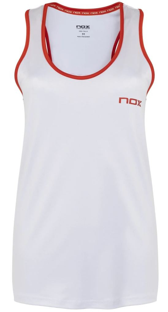 Nox Dametop (Hvid med rødt logo) - Padellife.dk